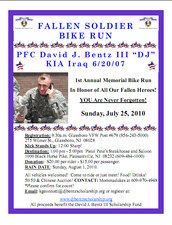 Bentz Fallen Soldier Bike Run flyer