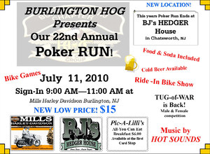 Burlington County Hogs 22nd Annual Poker Run flyer