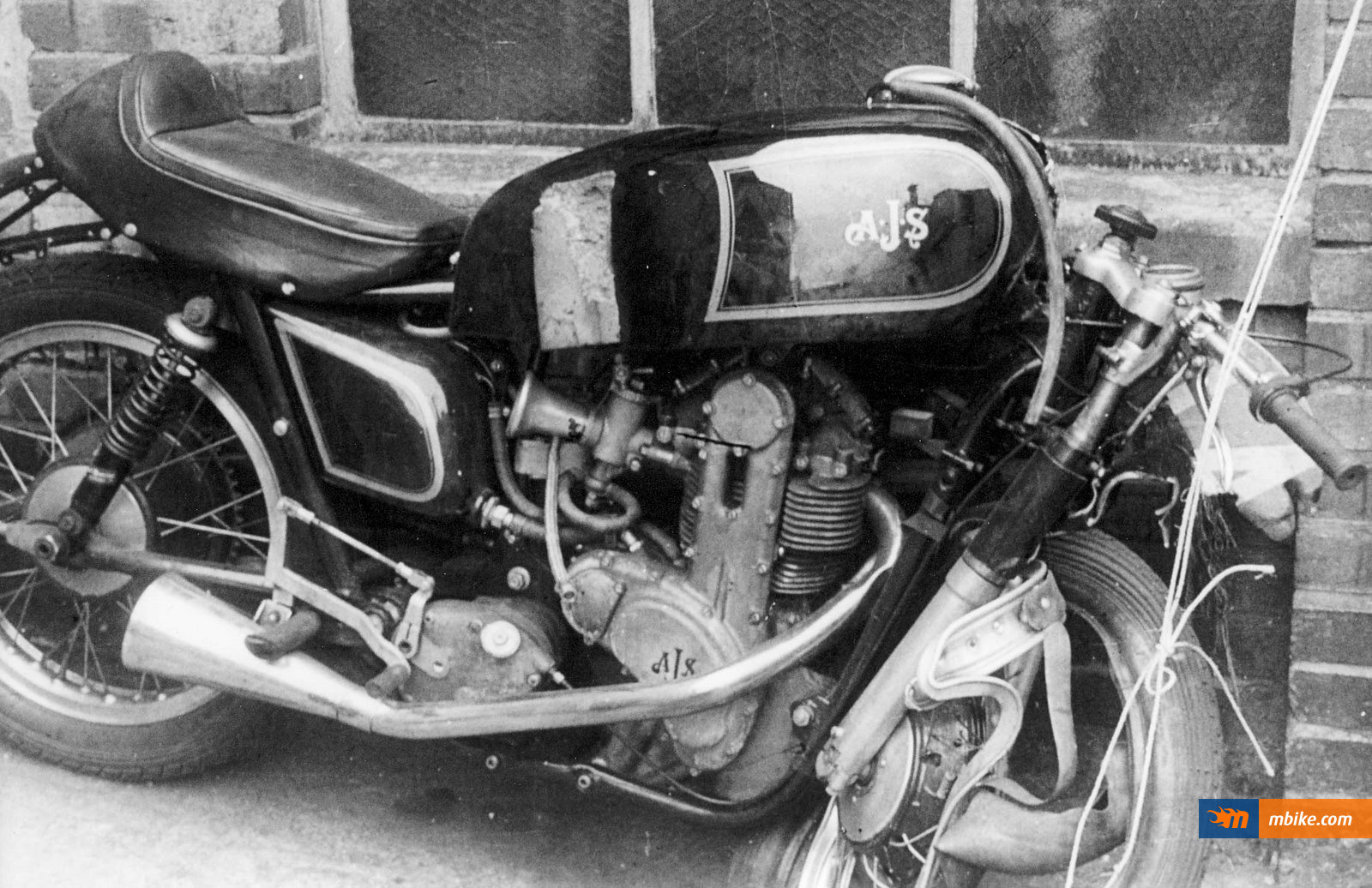 1955 7R AJS after a crash at IOM TT