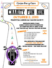 Cycles for a Cure Charity Fun Run flyer