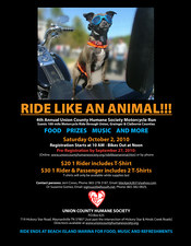 Ride Like an Animal Motorcycle Run flyer
