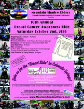 10th Annual Breast Cancer Awareness Ride (fundraiser) flyer