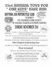 33rd Annual Toys for Our Kids Bike Run flyer