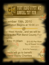 Fort Bend Gypsy MC 2010 Toy Run (fundraiser) flyer