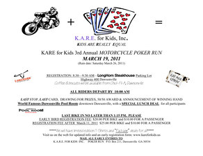 K.A.R.E. for Kids, Inc. 3rd Annual Poker Run flyer