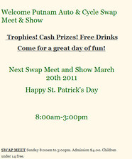 Putnam Monthly Swap Meet and Bike Show flyer