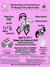 Chrome Divas of Central Texas Titty Twister Breast Cancer Benefit (fundraiser) flyer