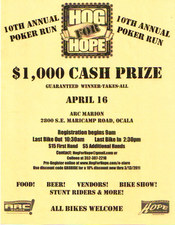 Hog for Hope 10th Annual Poker Run (fundraiser) flyer
