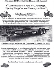 Miller Grove Vol. Fire Dept. Spring Fling Car & Motorcycle Show (fundraiser) flyer