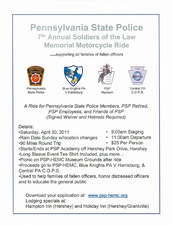 7th Annual Pennsylvania State Police Soldiers of the Law Memorial Run (fundraiser) flyer