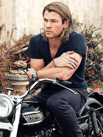 Chris Hemsworth on Motorbike